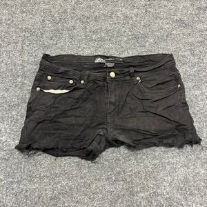 U-51 Denim Shorts Womens Size 11 Black Frayed Hem Distressed Casual Stretch